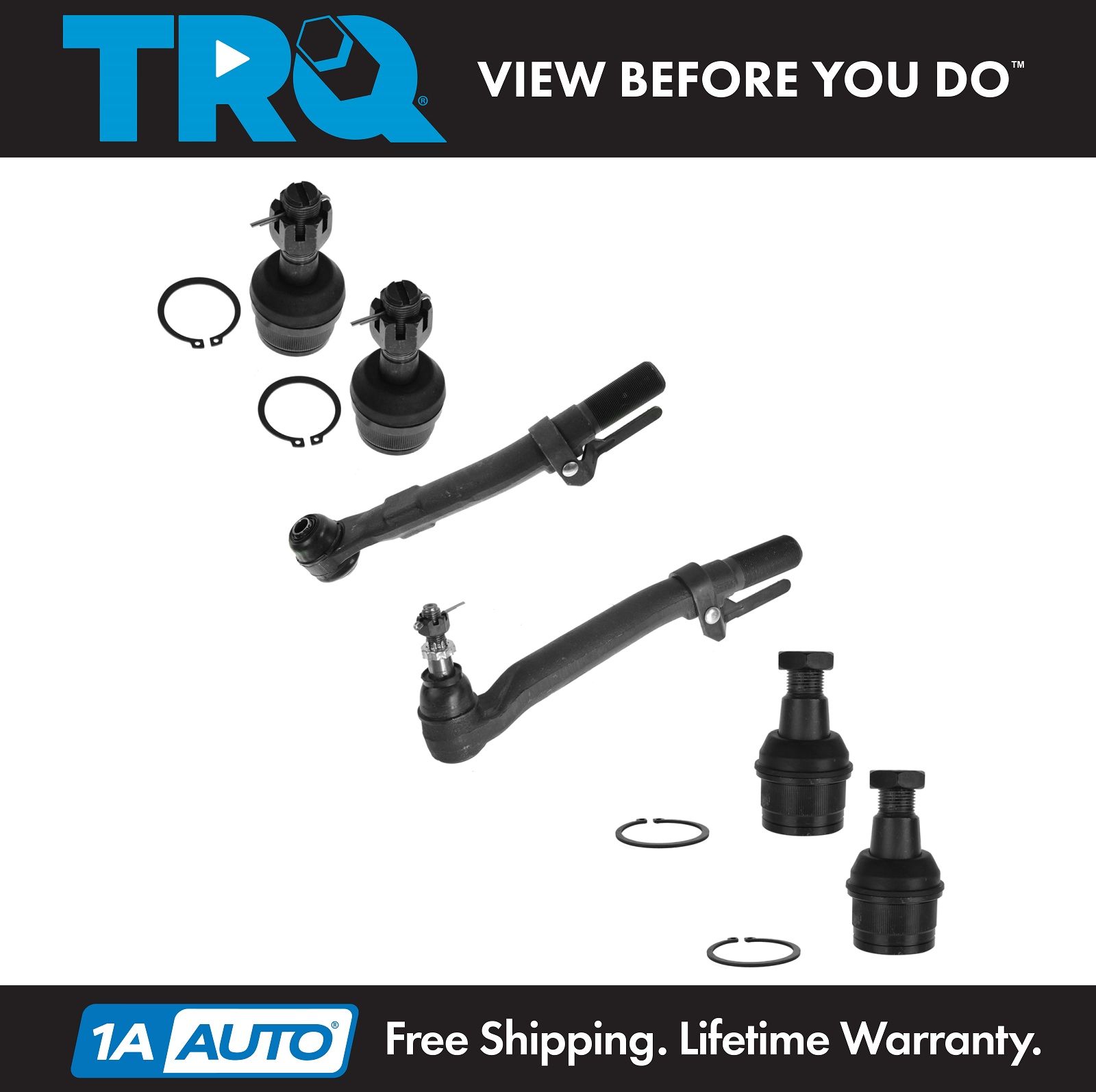 TRQ Front Steering Suspension Tie Rod Ball Joint Kit Set 6pc for 4WD
