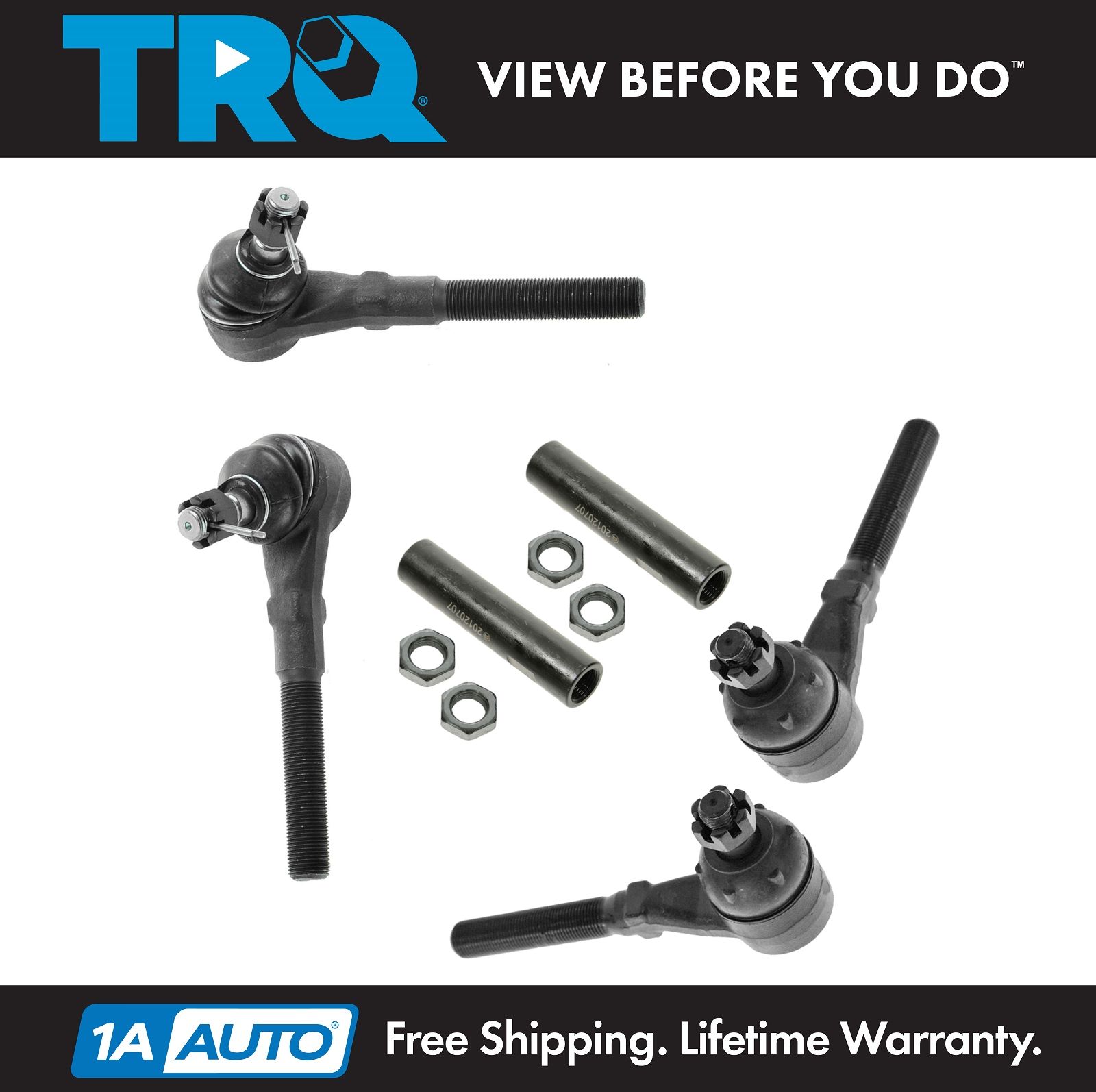 Front Inner Outer Tie Rod End Adjusting Sleeve Steering Kit Set 6pc for