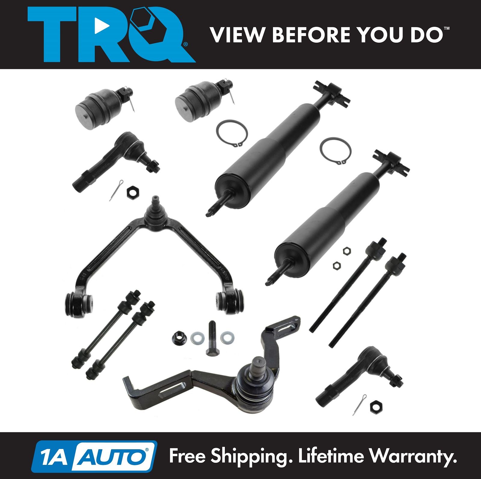 TRQ Ball Joint Control Arm Tie Rod Sway Bar Link Shock Suspension Kit ...