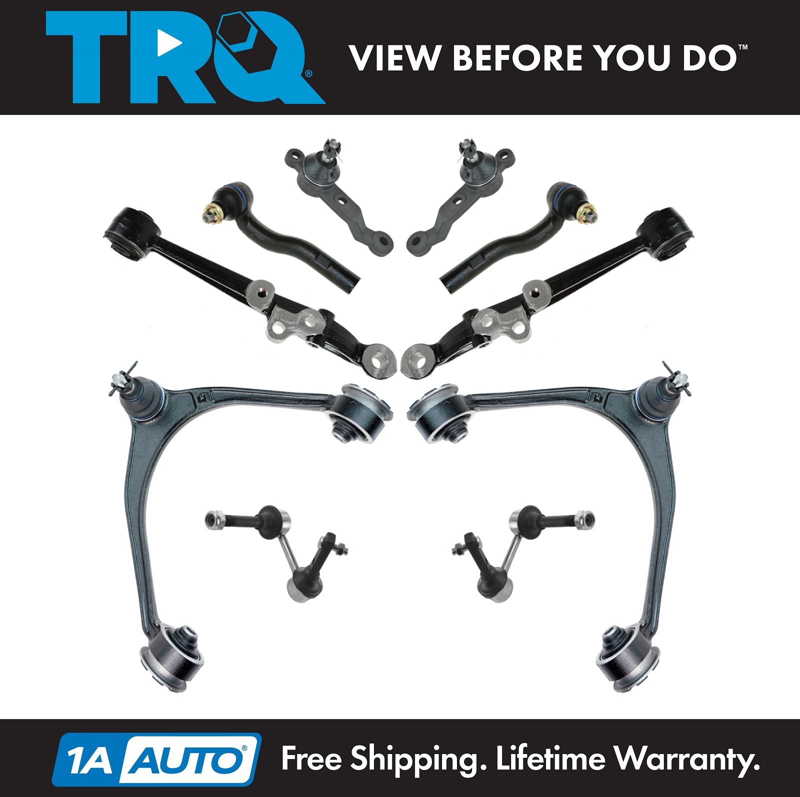 10pc Complete Front Lower Control Arm Sway Bar Link Ball Joint Suspension Kit