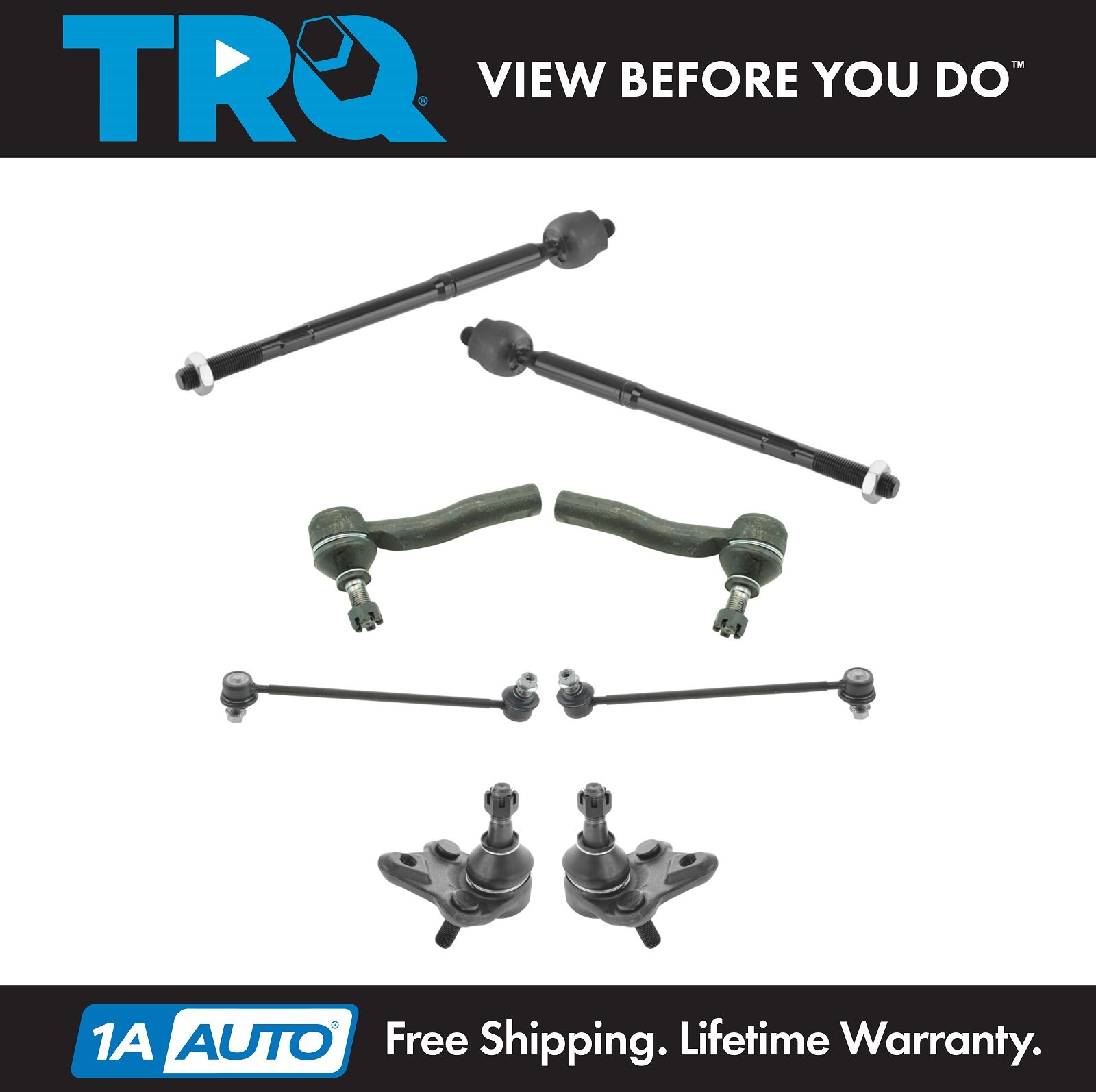 8pc Kit Front Ball Joints Inner Outer Tie Rods Sway Bars For 01-05 Honda Civic