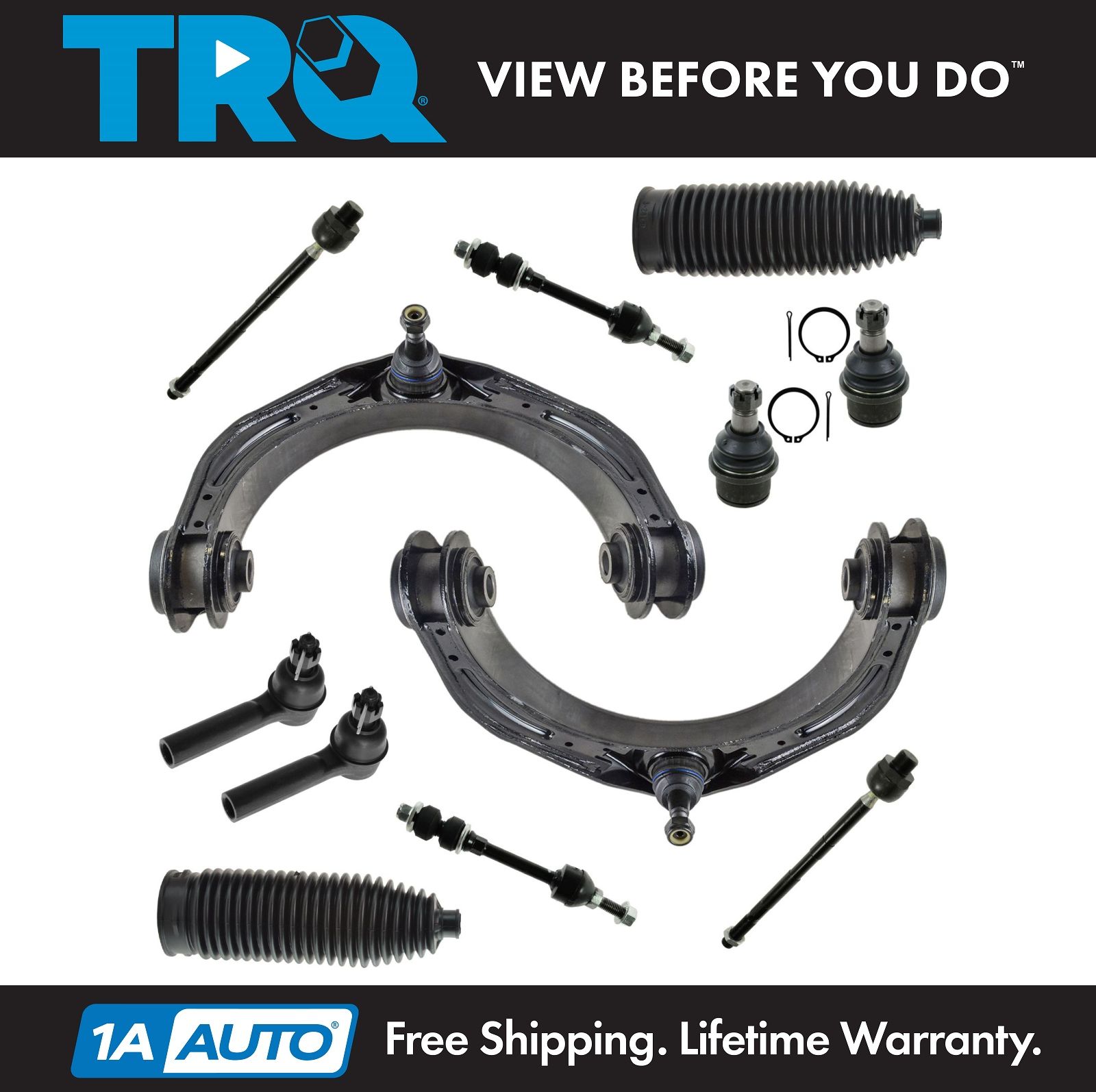12-Piece Steering & Suspension Kit For Ram 1500/2500/3500 2WD – Control Arms, Ball Joints, Tie Rods, Sway Bar Links, Rack Boots