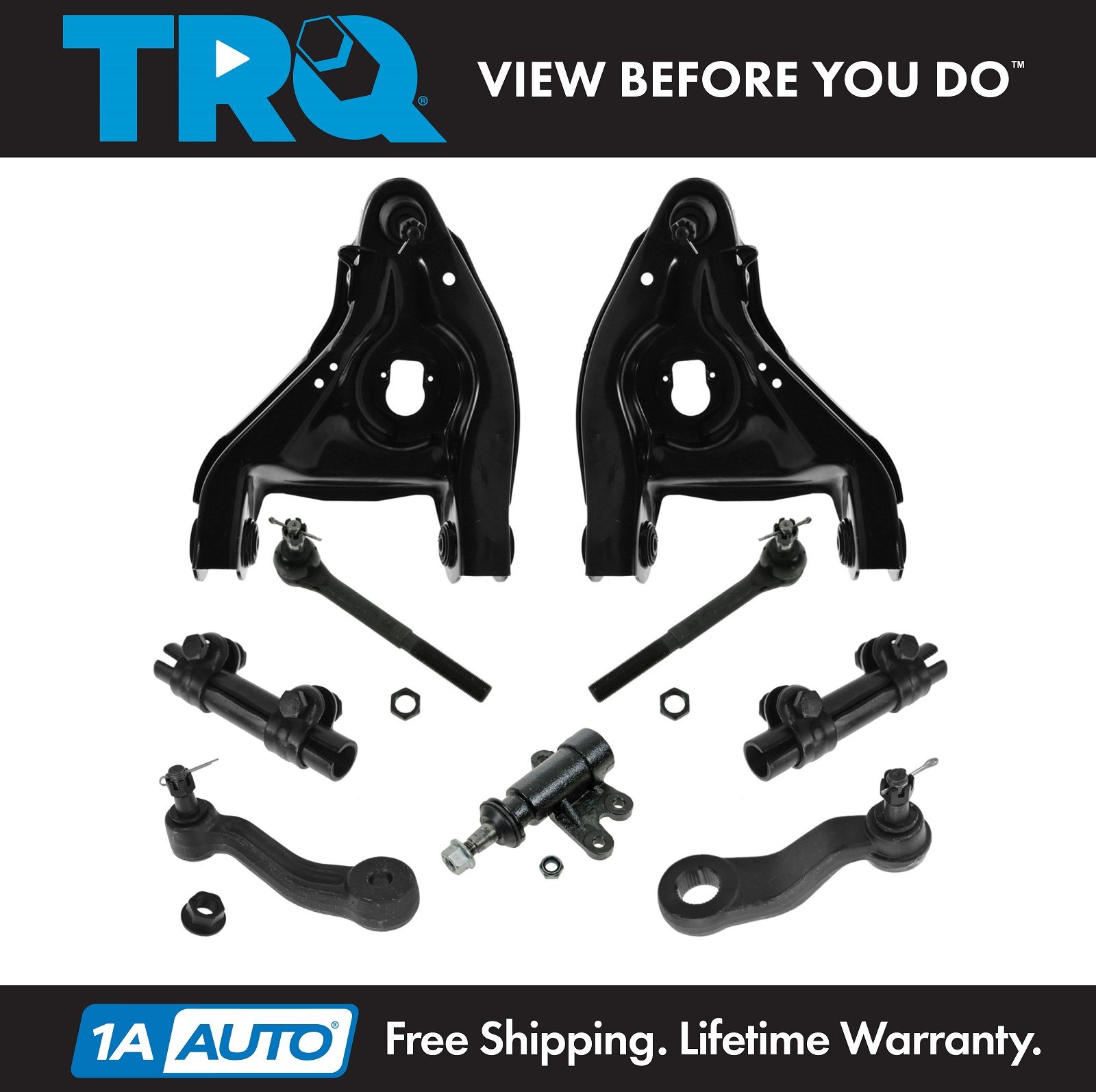 TRQ Front 11 pc Steering & Suspension Kit Lower Control Arms Pitman