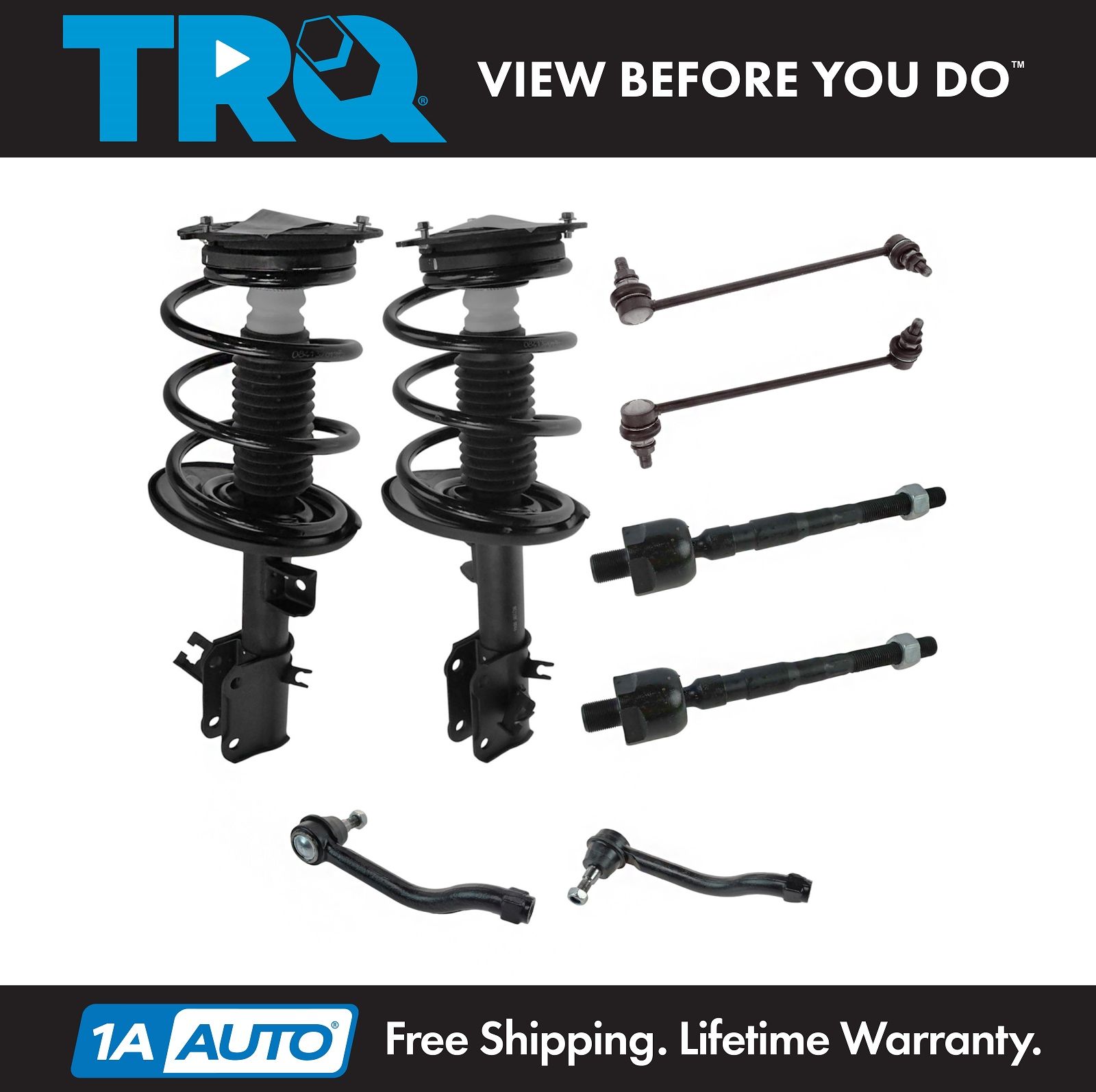 Inner /& Outer Tie Rods Links Front Suspension Kit Strut /& Coil Spring Assembly