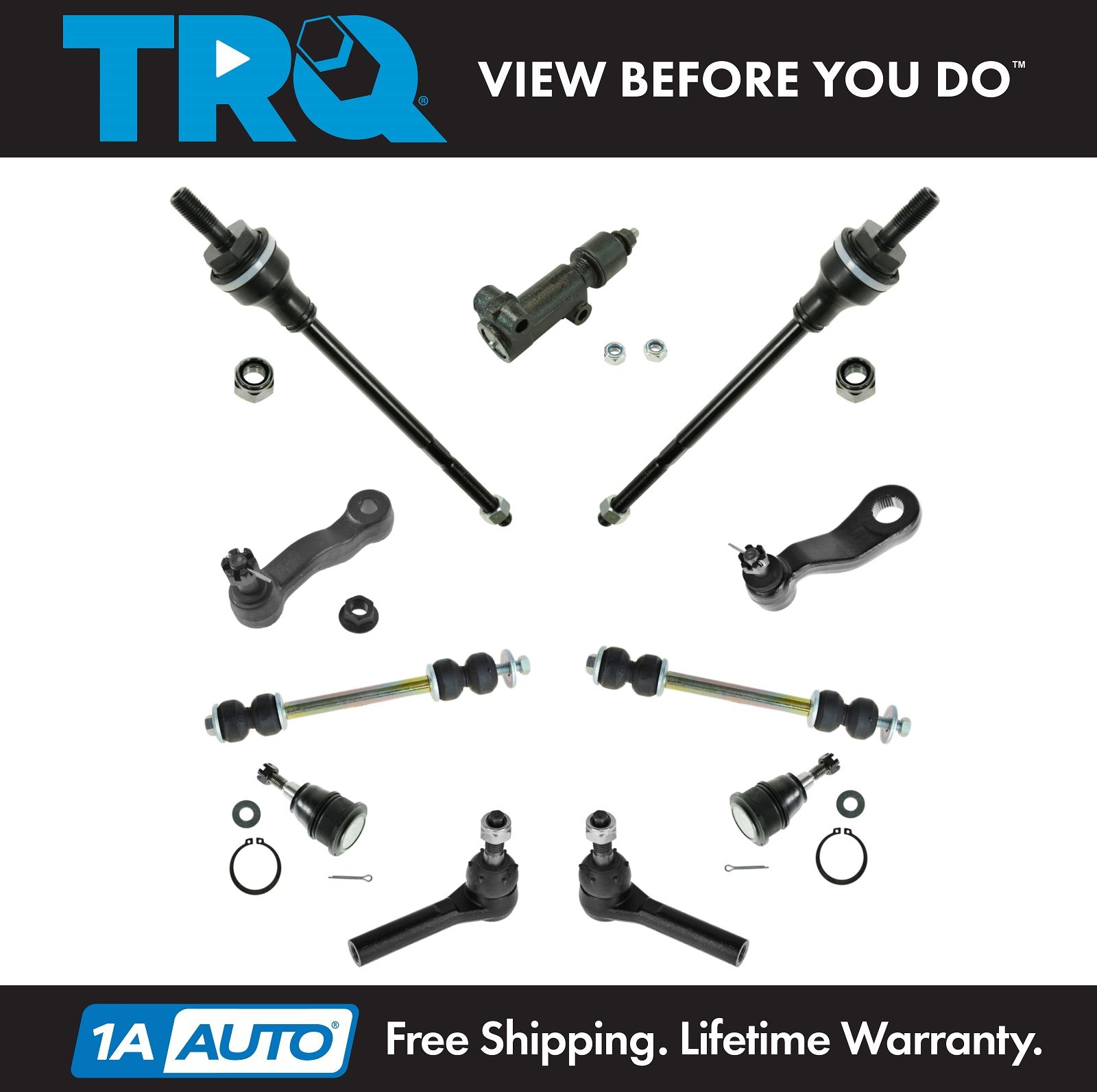 TRQ 11 Piece Steering Suspension Kit Ball Joints Tie Rods Pitman Idler