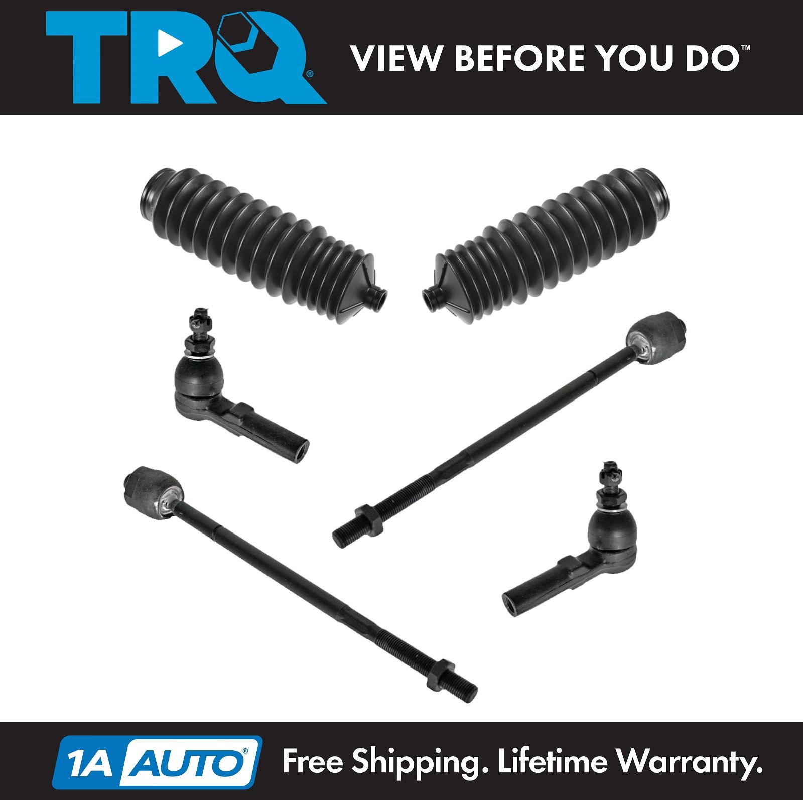 Front Inner Outer Tie Rod End Rack Bellow Boot Steering Kit Set 6pc New