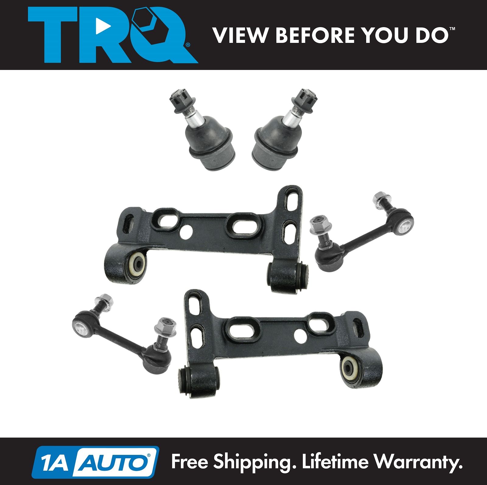 TRQ 6 Pc Suspension Kit Control Arm Brackets Ball Joints Sway Bar End ...