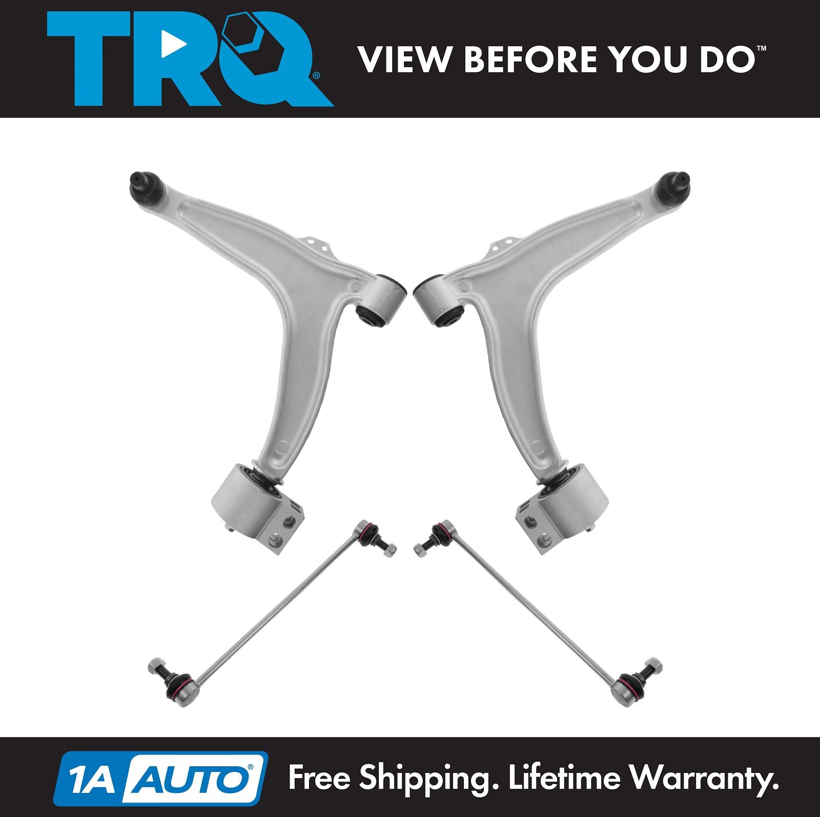 TRQ Front Lower Control Arms Ball Joints Sway Links Suspension Kit 4pc for Saab