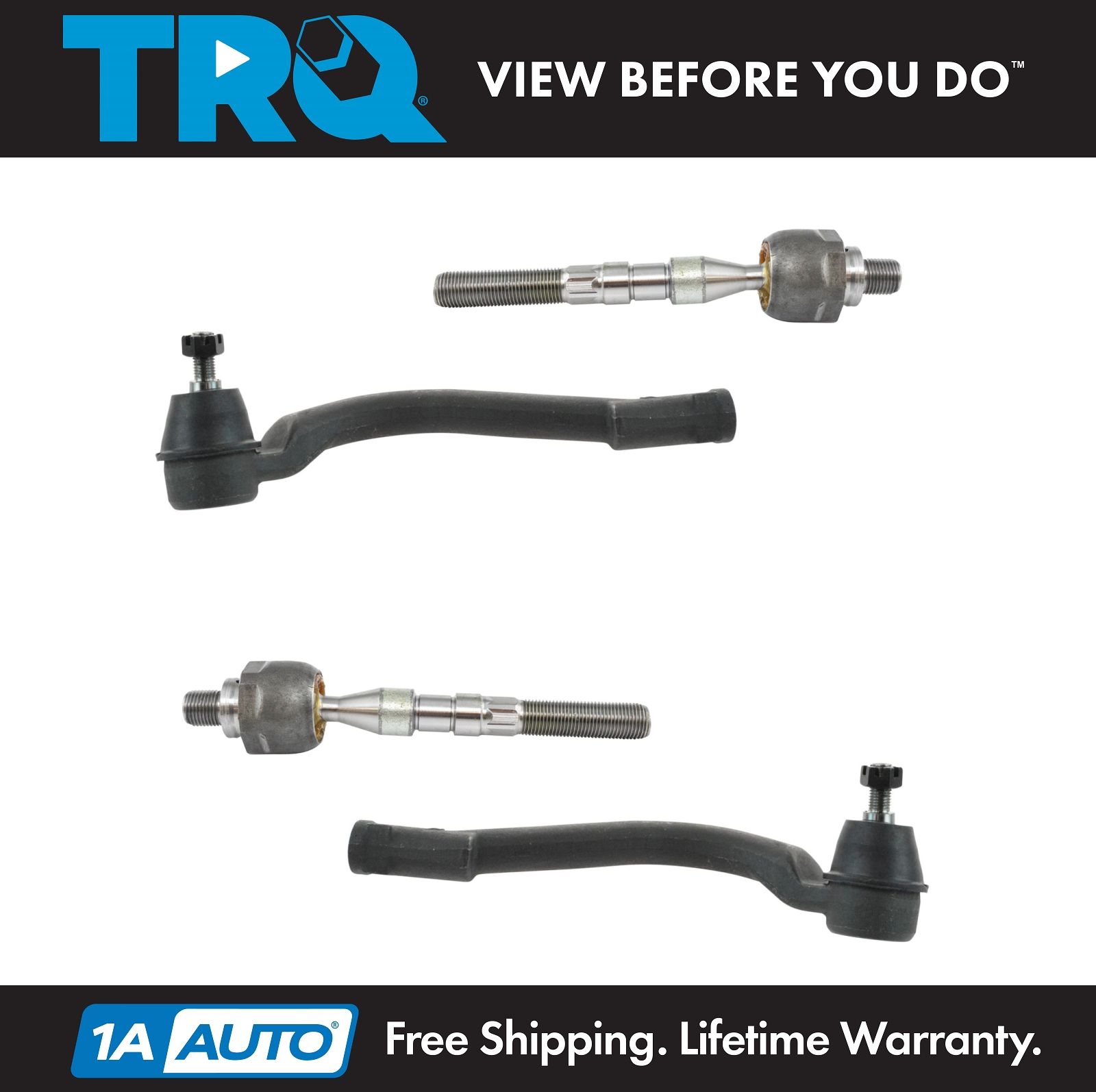 4 Piece Front Inner & Outer Tie Rod End Kit Set for Hyundai Tucson Kia