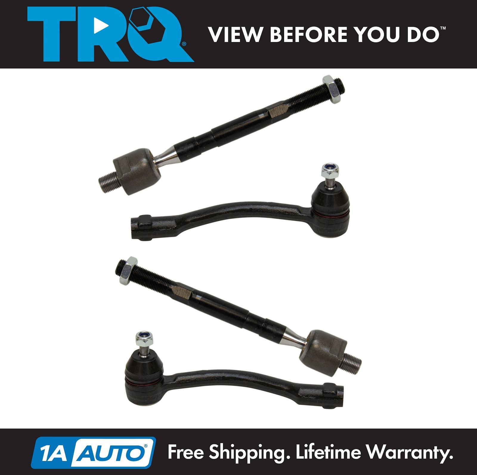 TRQ 4pc Front Inner & Outer Steering Tie Rod End Kit for Kia Rio Hyundai Accent eBay
