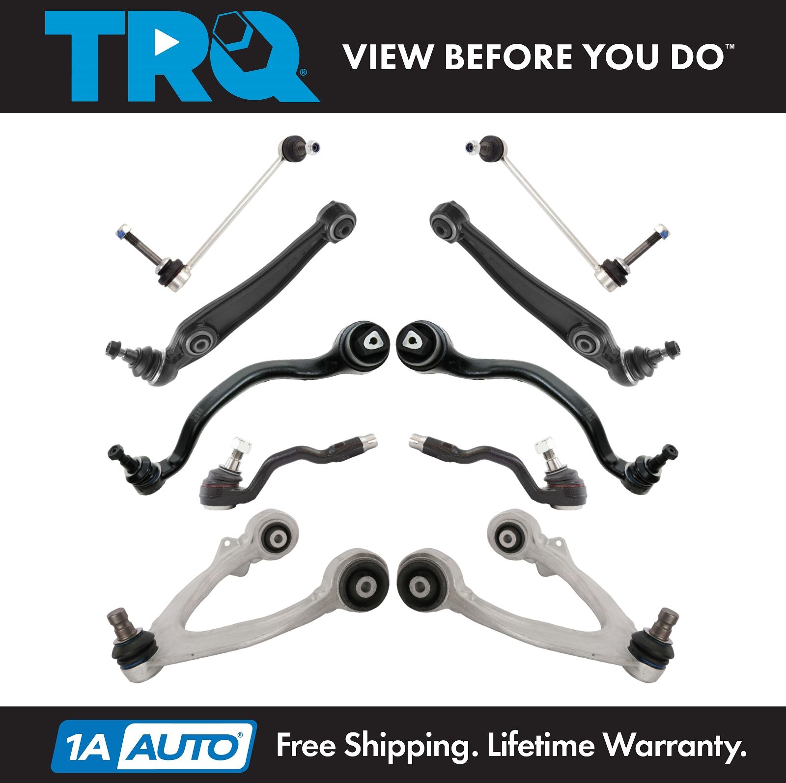 10pc Complete Front Lower Control Arm Sway Bar Link Ball Joint Suspension Kit