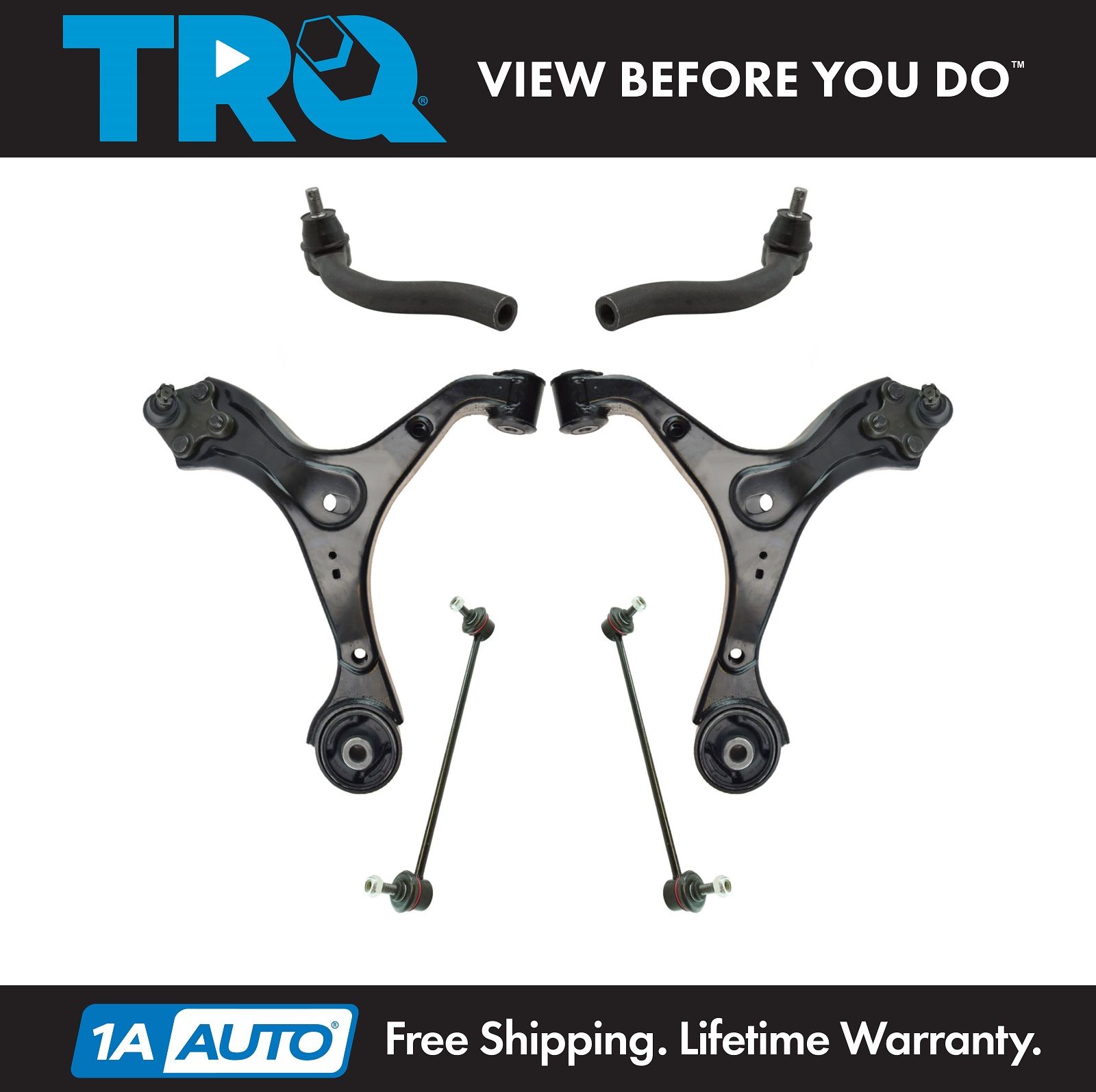 TRQ 6pc Suspension Kit Lower Control Arms w/ Ball Joints Sway Bar Links