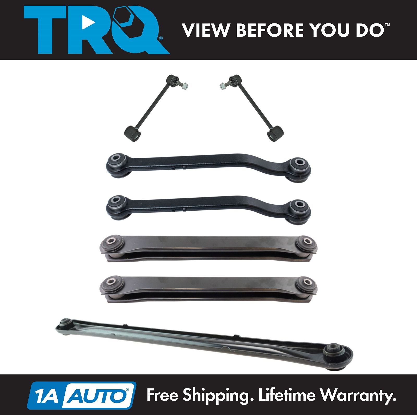 TRQ 7 Piece Rear Track Bar Links Upper Lower Control Arms Kit Sides For ...