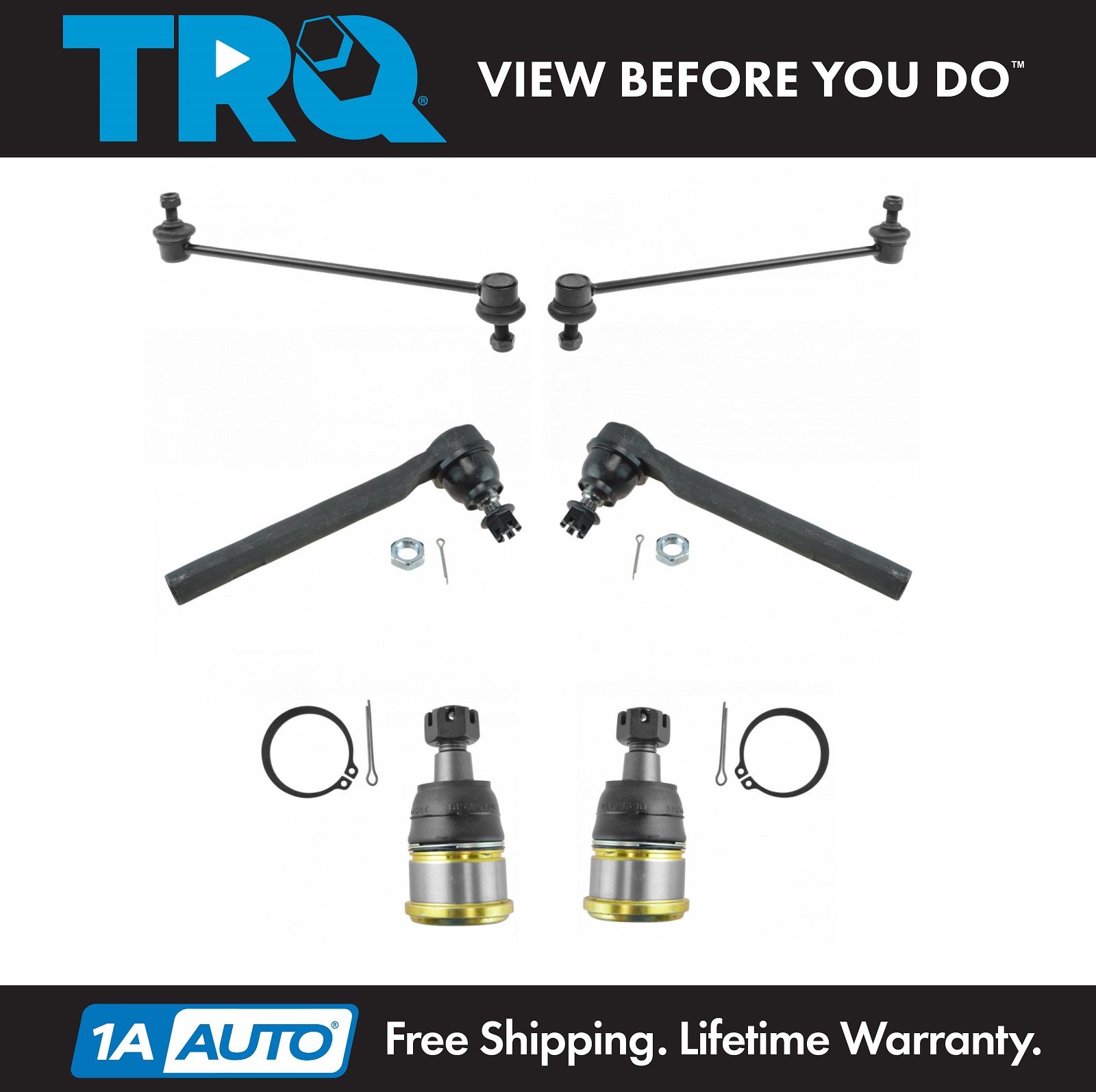 TRQ Front Lower Control Arms Ball Joints Sway Links Suspension Kit 4pc for Saab