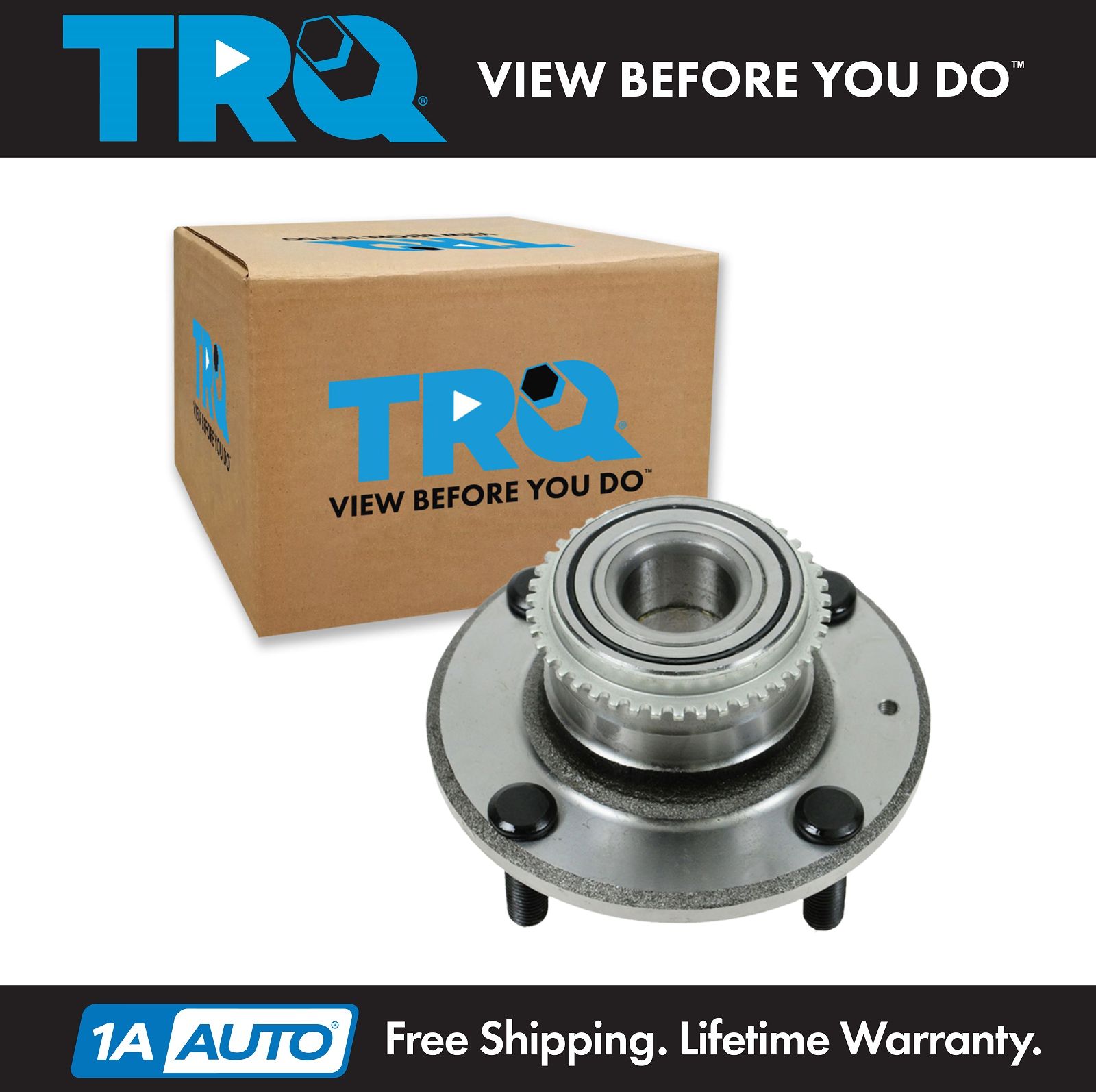 TRQ Wheel Bearing & 4 Lug Hub Assembly Rear for Mitsubishi