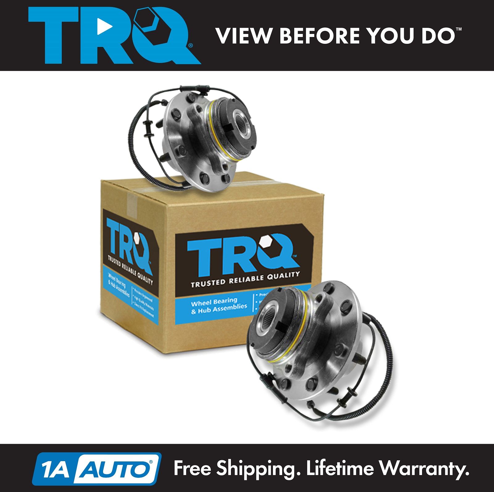 TRQ Front Wheel Hub & Bearing Left & Right Pair Set for 99 Ford F350 ...