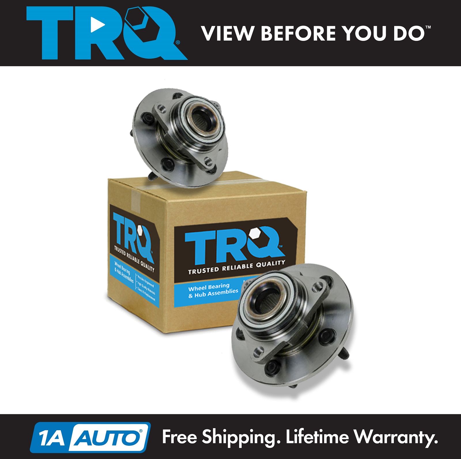 TRQ Front Wheel Bearing & Hub Assembly LH & RH Kit Pair for Ram 1500