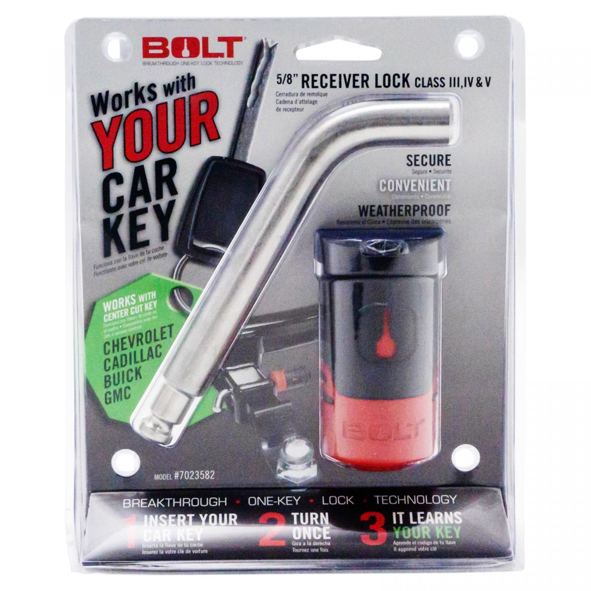Bolt 5//8/" Receiver Lock For GM Vehicles With Center Cut Keys