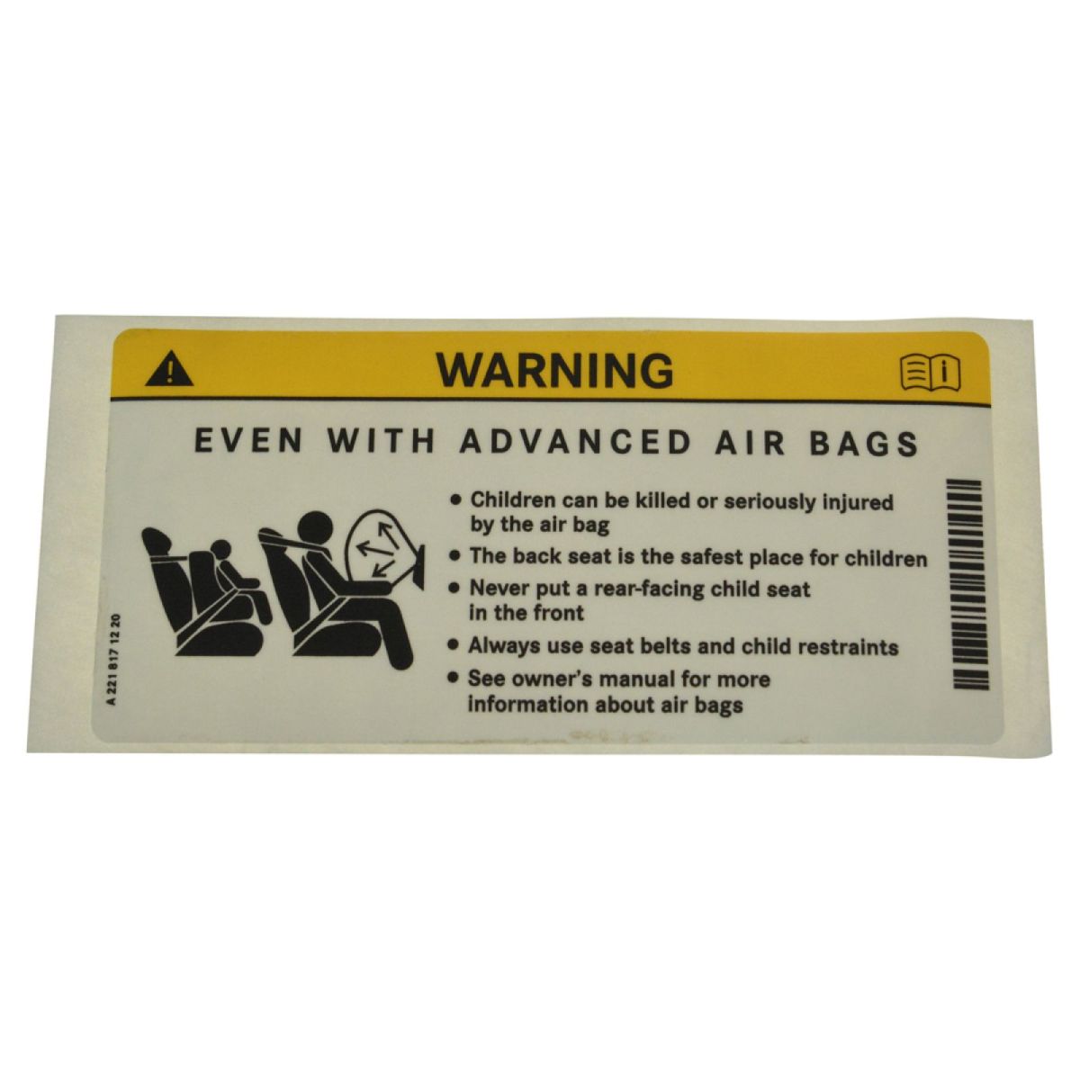 OEM 2218171220 Air Bag Warning Decal Sunvisor Mounted for Mercedes Benz